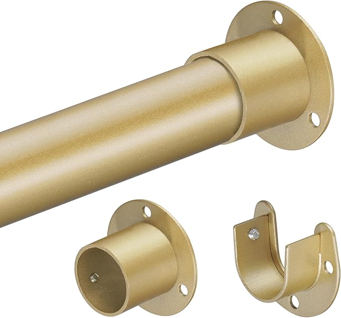 1.3 Inch Diameter Closet Rods for Hanging Clothes 17-64 Inch Adjustable, Metal Heavy Duty Closet Pole, Gold Closet Bar for Hanging Clothes, Suitable for Closet, Wardrobes, Bathroom, Windows