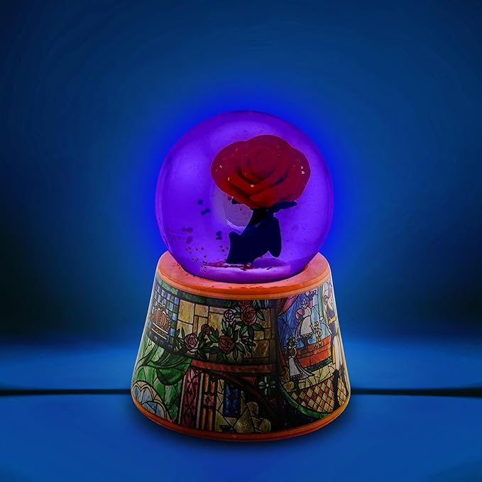 Disney Beauty and the Beast Mini Light-Up Adult Snow Globe with Glitter | 3 Inches Tall