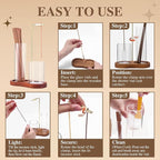 2 in 1 Incense Holder for Sticks with Glass Ash Catcher, Upside Down Anti-Ash Incense Stick Burner for Outdoor Patio, Modern Vertical Incense Holder for Home Decor, Spa, Meditation and Reddish Brown
