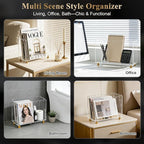 Acrylic Magazine Holder,Magazine Rack Floor,Crystal Clear Stylish Organizer with Luxe Gold Metal Feet and Wave Edge Design Space Saving Storage for Books Newspapers Office Supplies,Home Office