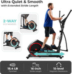 Sunny Health & Fitness Elliptical Machine with Extended Stride, Ultra Quiet 300 lbs Capacity Cross Training Cardio Fully Body Exercise for Home, Sunny Fit App Access, Optional 12" or 16" Stride Length