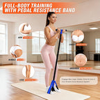 Pedal Resistance Bands with Handles, Upgrade Women Exercise Bands for Full Body Training, Core, ABS, Legs, Glutes, Arms, Pilates, Physical Therapy, Strength, Sit Up Equipment for Home Workout