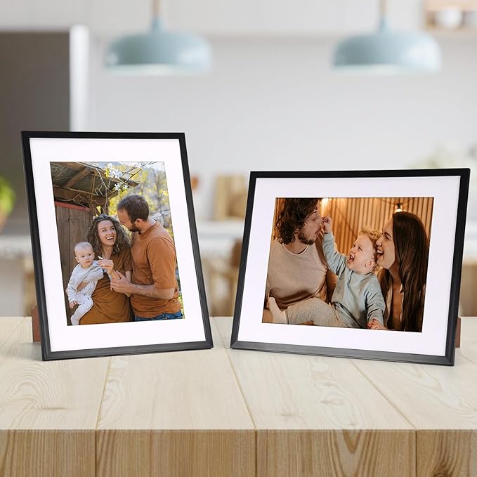Rempry 11x14 Picture Frame, Display Pictures 8x10 with Mat or 11x14 Without Mat, Wall Hanging or Tabletop Photo Frame with Shatter Resistant Plexiglass, Black, 1 Pack