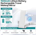B Beauty Planet 30x/1x Magnifying Travel Mirror with Light, Double-Sided Rechargeable Adjustable Brightness 3 Colour Lighting, Folding, Handheld/Hangable/Tabletop, 3 Ways Using Mirror, White