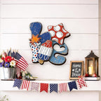 Wooden 4th of July Decorations Patriotic Wreaths for Front Door Independence Day Decorations Star Sign Welcome Memorial Day Hanging for Home Wall Decor Outdoor Indoor Red White and Blue Wreath 8