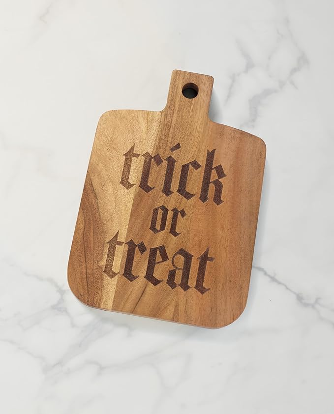 Oneida Serveware, Trick-or-Treat Cheese Board, Made of Acacia Wood, Cheese Server, Halloween Decor Indoor, Perfect For Halloween Party, Fall Decor for Home, Hand Wash Only (1 Piece, 9.6 x 6.8-inch)