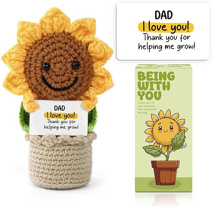 Valentines Gifts Handmade Crochet Flowers Sunflower, Emotional Positive Support Crochet, Crochet Toy Doll, Cute Christmas, Mothers Day, Birthday Gifts for Moms, Home Decor