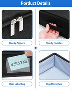4.5-Inch Tall Under Bed Storage Container, Low Profile Underbed Storage Bin, Thin Clothes Storage Organizer with Rigid Sides & Bottom, Shallow Storage for Under Couch & Dresser Space, 2-pack, Black
