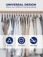 Smartor Wooden Hangers 20 Pack, Solid Wood Coat Hanger for Closet, Heavy Duty Wood Hangers for Suits, Shirts, Dresses, with 360° Rose Gold Hook, Non Slip Pant Bar, Black