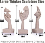 olirum 3 Pcs Thinker Large Statue Set - Resin Sandstone Art Abstract Home Accent Figurines for Living Room, Bedroom, Shelves, Office Desktop, Coffee Table Decor, Gift for Women (3 Pcs Sandstone, 9")