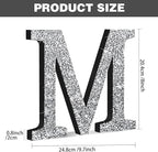 Qunclay 8'' Silver Crystal Diamond Bling Letters Crushed Diamond Decoration Wooden Glitter Letter with Screw and Hooks Rhinestone Gift for Wedding Y2k Mcbling Bedroom Wall Decor (Letter M)
