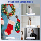 OUTXE Wreath Hanger for Front Door, Upgraded Suction Cup Reef Hook for Glass Window/Over Door, Christmas/Thanksgiving/Halloween/July 4th/Easter/Valentine/Spring/Summer/Fall (Walnut, 4-Pack)