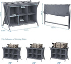 Luggage Rack for Guest Room, Folding Suitcase Stand with 6-Cube Fabric Storage Shelf, Luggage Holder, Steel Foldable Luggage Stand for Guest Room, Bedroom, Hotel, Grey