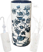Decorative Ceramic Umbrella Stand - Porcelain Umbrella Holder Chinese Flower and Bird Print Vintage Floor Standing Vase Multi-Functional Cane Storage