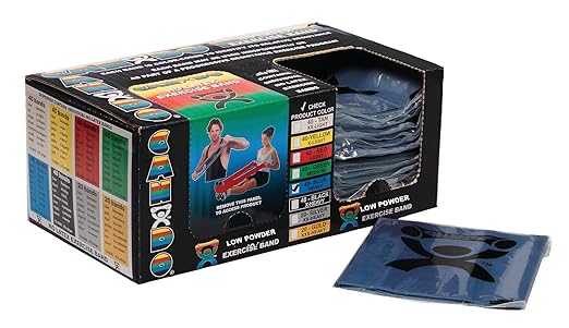 CanDo Singles Low Powder Exercise Band, 4-foot singles, Blue: Heavy (40 count)