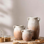 Ceramic Flower Vase 12 inch Farmhouse Rustic Vase Decorative Pottery Terracotta Tall Vases for Home Decor Table Mantle Fireplace Living Room Bathroom Wedding Centerpiece (Large-Aged Terra)