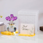 Arikyrist Crystal Purple Rose Bouquet Figurine with Round Vase, Glass Rose Flower Romantic Gifts for Women Mom on Birthday, Collectible Decoration Table Centerpiece for Home