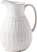 VICTOR & TERESA White Ceramic Pitcher Vase for Home Decor, 10'' Decorative Jug Vases Gift for Mom, Farmhouse Distressed Vases for Flowers, Pampas Grass, Table Centerpieces, Kitchen, Mantel