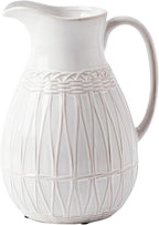 VICTOR & TERESA Small White Ceramic Pitcher Vase for Home Decor, 8'' Decorative Jug Vases Gift for Her, Farmhouse Distressed Vases for Flowers, Pampas Grass, Table Centerpieces, Kitchen, Mantel