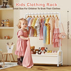 Kids Clothing Rack with Storage Shelf, Kids Dress Up Storage for Coats, Small Baby Garment Rack for Hanging Clothes, Toddler Wardrobe Closet Organizer (Classic, White)
