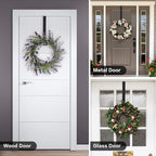 HEYHOUSE Wreath Door Hanger, 2 Pack Adjustable Wreath Hanger for Front Door Decor Halloween Christmas Decorations from 14.9-25", Heavy Duty Metal Over The Door Hooks Organizer 20 lbs Indoor Outdoor