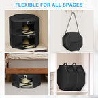 Hat Box for Travel & Home Closet Storage, Side Reinforced Octagonal Case, Crush-proof, Dust-proof for Cowboy, Panama & Fedora Hats, Black