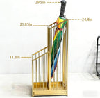 Indoor Gold Umbrella Stand with Drip Tray, Minimalist Luxury Design, Stylish Gold Umbrella Holder for Entryway, Living Room, Hotel, Easy to Clean & Space-Saving