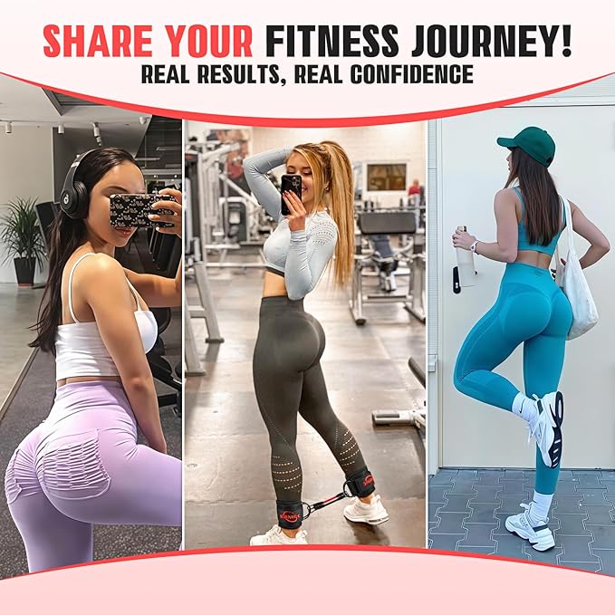Ankle Resistance Bands with Cuffs, Resistance Bands for Working Out, Home Gym Workout Equipment for Women, Pilates Exercise, Hip, Leg, Glute Ankle Weights Training- Exercise Guides Included