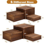 6 Pack Wooden Risers Display Stands Rustic Wood Cake & Cupcake Stands for Party Square Food Risers for Buffet Wooden Crates for Display Home Decor
