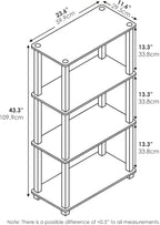 Furinno TURN-S-TUBE Storage Shelves, 4-Tier Book Shelf, Corner Shelf, Toolless Open Shelves, for Organization and Storage, Living Room, Garage, Home Office, Amber Pine