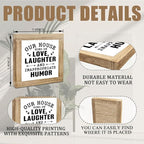 Funny Home Sign, Wood Box Sign, Our House Runs On Love Laughter And Inappropriate Humor, Inspirational Wood Box Desktop Decoration, Funny Farmhouse Home Office Living Room Deocration