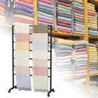 Metal Scarf Display Stand with 360 Swivel Caster Wheels, Movable Freestanding Scarf Floor Standing Display Rack, Belt Shawl Hijab Organizer for Boutique Display, Commercial Home