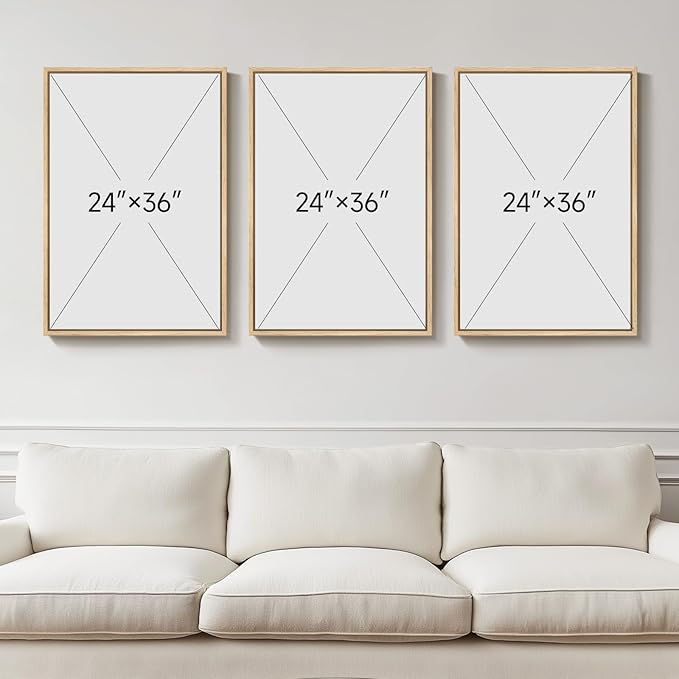 Large 3D Textured Framed Boho Neutral Abstract Wall Art for Living Room, 3 Piece Modern Paintings Artwork for Walls, Minimalist Beige White Geometric Pictures for Bedroom Hallway Office Wall Decor 24x36 In