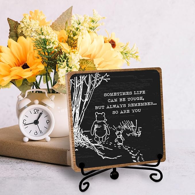 Winnie Inspirational Desk Sign Pooh, Cute Inspirational Gifts for Women Men, Friends Family Apart Gifts, Sympathy Keepsake, Motivational Table Desk Cubicles Accessories Decorations