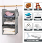 MAX Houser 3 Tier Shelf Hanging Closet Organizer, Closet Hanging Shelf with 2 Sturdy Hooks for Storage, 2 Pack, Foldable (Grey)
