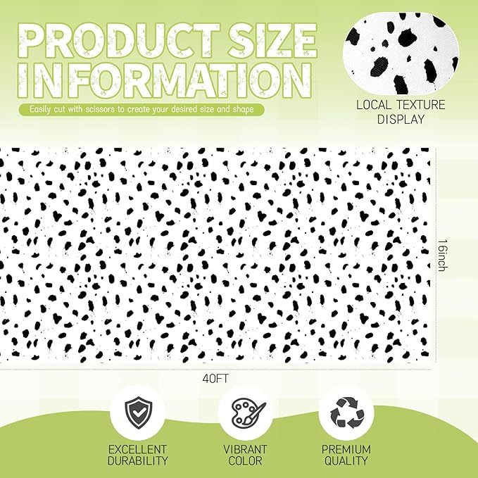 Hahafelt 1.3x39 ft Fabric Bulletin Board Roll Dalmatian Bulletin Board Spotted Dog Non-Woven Reusable Waterproof Erasable Wrinkle Resistant Fabric Roll for Background Decor DIY Craft