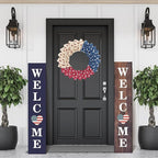 Patriotic Wreath for Front Door Red White Blue Wreath 4th of July Wreaths for Door Wall Memorial Day Decor Independence Day Hanging Decoration for Outside Home Farmhouse Holiday (Little Star)