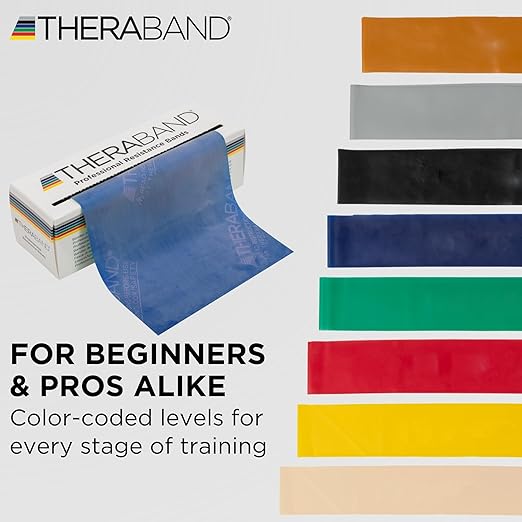 THERABAND Resistance Bands, 6 Yard Roll Professional Latex Elastic Band For Upper & Lower Body, Core Exercise, Physical Therapy, Pilates, Home Workouts, Rehab, Blue, Extra Heavy, Intermediate Level 2