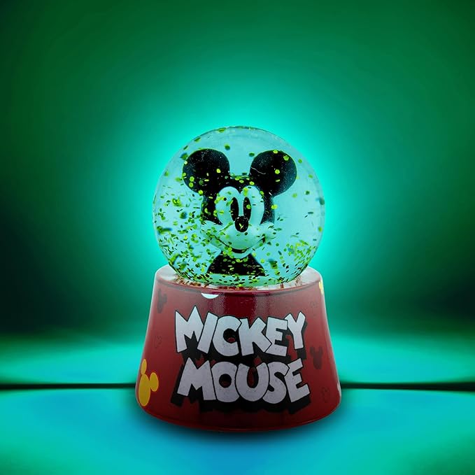 Silver Buffalo Disney Classics Mickey Mouse Icon Toss Logo Boxed 45mm Light Up Snow Globe