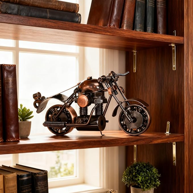 Metal Motorcycle Model - Collectible Moto Decor, Ideal Motorcycle Gifts for Men, Handcrafted Metal Replica for Study/Office/Living Room Decoration