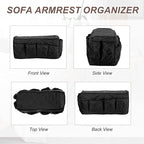 uxcell 2 Pcs Recliner Armchair Caddy, Couch Armrest Organizer with 14 Pockets for Bedside Sofa Remote Control Holder Magazine Phone Book Glasses (Black, 20" x 7" x 9")