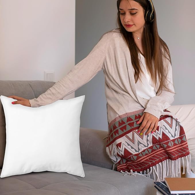 Covers & All Throw Pillow Inserts Only Pack of 4, Durable Soft Square 20 x 20 Inches 65 GSM Non-Woven Fabric with 15D Silicon Fiber Filling, Universal uses for Home Decor Office Indoor Outdoor