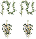 Pinkpum 20'' Eucalyptus Wreath 22'' Daisy Teardrop Swags Set 4 for Front Door Fireplace Hanging Porch Wall Home Window Kitchen Decor Farmhouse Garden Party Indoor Outdoor Summer Spring Fall