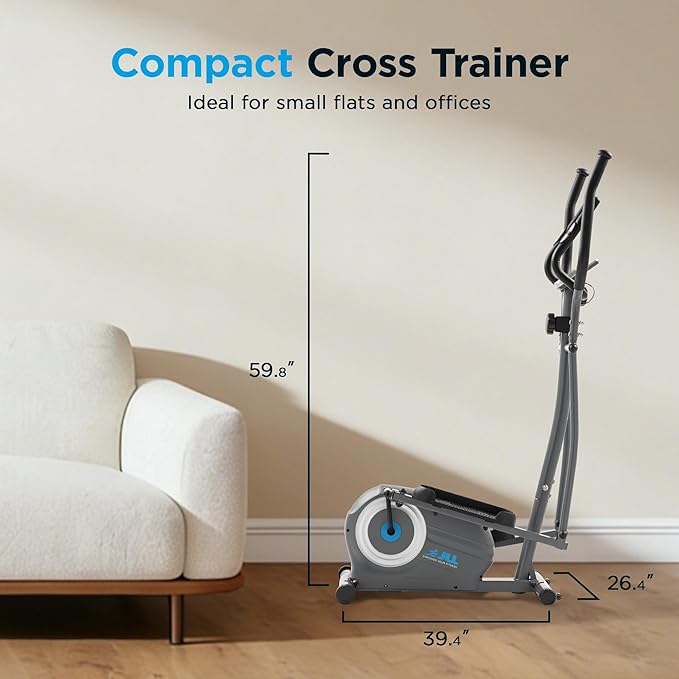 JLL Smart Upright Elliptical & Full-Body Cross Trainer – Compact, Low-Impact Cardio Machine for Home, Arm & Leg Workout, Whisper-Quiet, Heart Rate Monitor, Bluetooth with Fit App, Magnetic Resistance