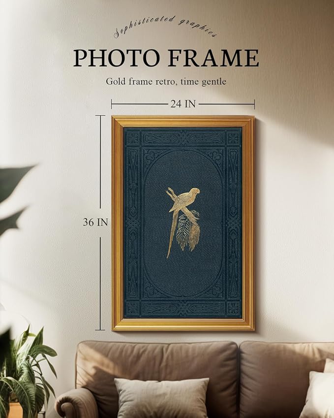 VIYYIEA Vintage Gold Framed Wall Art for Living Room, Macaw Canvas Prints Home Decor, Large Oil Painting Picture, Bedroom Wall Decor Gifts for Friends or Family -【Macaw】-(36L x 24W)