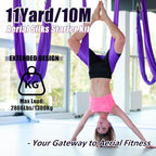 Aerial Silks Kit & Aerial Yoga Hammock - 11Yd Premium Fabric with Hardware - Easy Setup for Flying Yoga, Aerial Swing & Fitness - Supports Up to 14ft Rigging