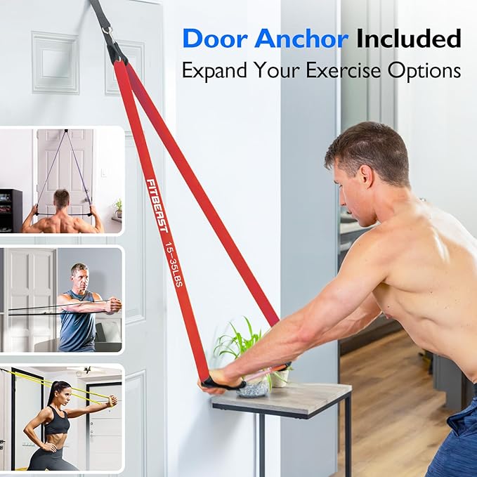 FitBeast Resistance Bands Set, Pull Up Assist Bands for Strength Training, Powerlifting, Muscle Toning, Yoga, Mobility Exercises, Rehabilitation, Full-Body Workout