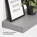 BAOBAB WORKSHOP Wood Floating Shelves for Wall - Rustic Shelf 24 inch - Grey Bathroom Shelves - Solid Wood Shelves for Wall for Bedroom Kitchen Living Room - Gray Shelves - 24 x 6.7 Inch, Set of 2