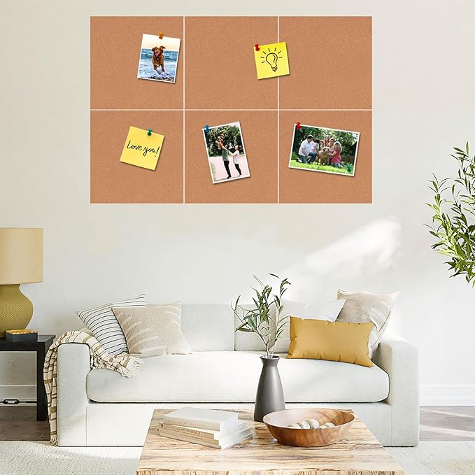 Square Felt Cork Bulletin Board Tiles, Self Adhesive DIY Felt Pin Board for Wall 30" x 20" with 35 Pushpins for Office School Home Wall Decor Stickers Memos Photos Display (Deep Camel)