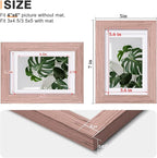 Egofine 4x6 Picture Frames Set of 4, Made of Solid Wood Covered by Plexiglass 3x4.5 and 3.5x5 with Mat or 4x6 without Mat, for Table Top Display and Wall Mounting Photo Frame, Peach Pink